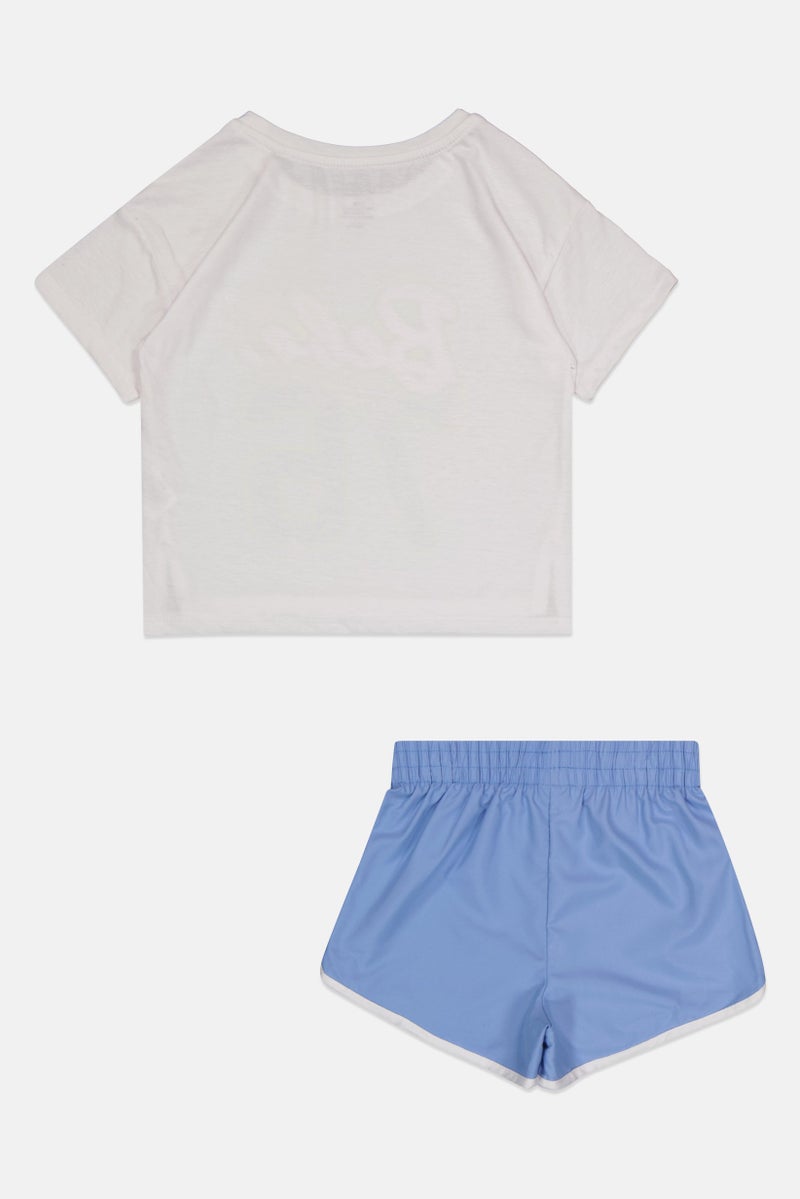 bebe طقم بنات أطفال مكون من 2 قطعة بأكمام قصيرة، قميص خارجي وشورت، متعدد الألوان - Image 3